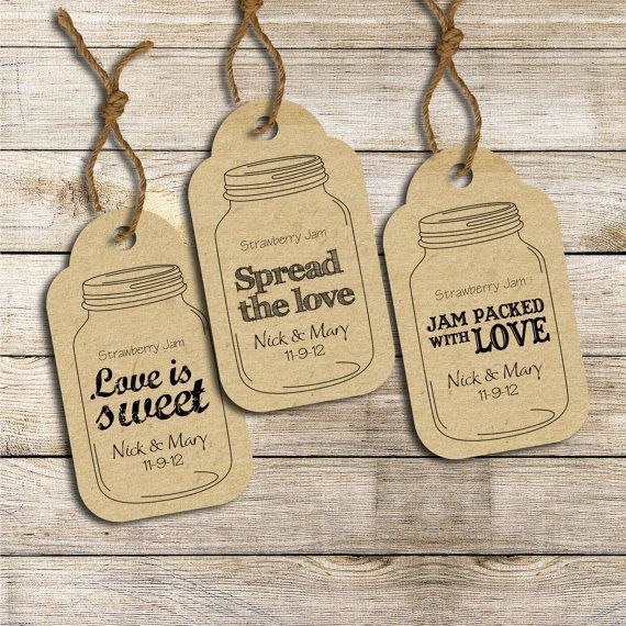 Wedding favor labels: Three customized ready-to-print Mason Jar tags (PRINTABLE)