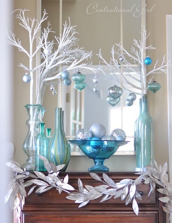 A Blue Christmas – winter entry vignette from Centsational Girl
