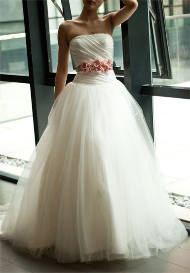 A-line Strapless Natural waist Taffeta Wedding Dress