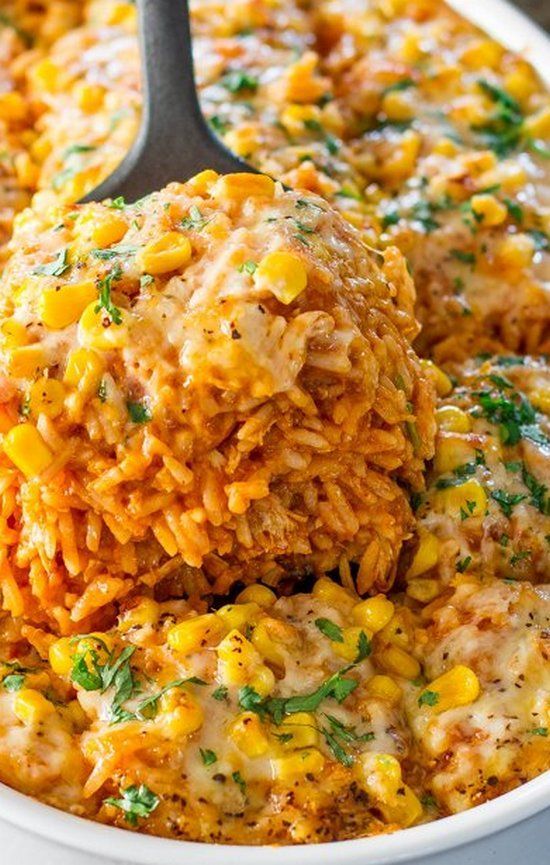 Chicken Enchilada Rice Casserole – all the makings of a chicken enchilada but