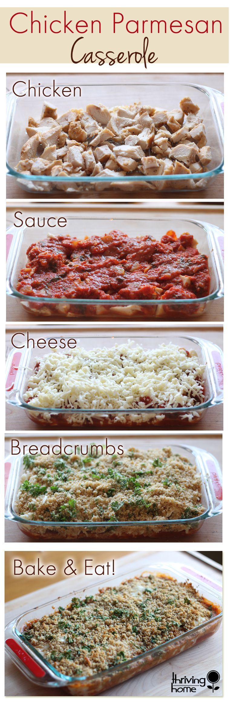 Chicken Parmesan Casserole Recipe…could add some spinach or something too