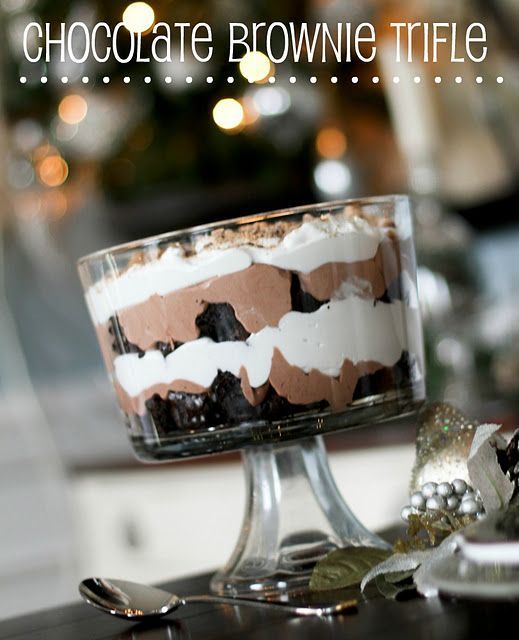 chocolate brownie trifle- Ive had this at every Christmas that I can remember si