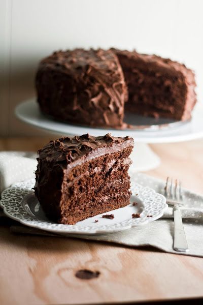 Chocolate Sour Cream Cake with Chocolate Buttercream Frosting