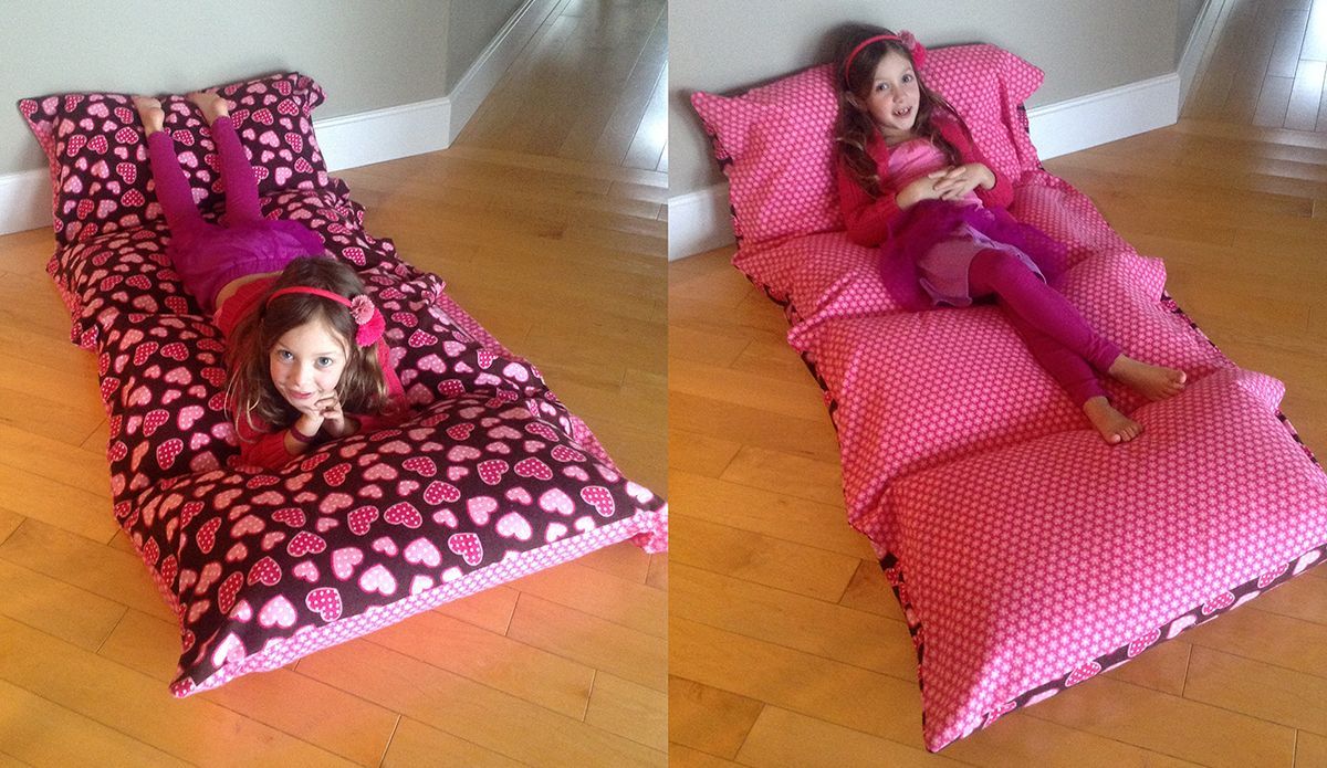 Cozy flannel pillow bed. Great for kids! Easy sewing project.