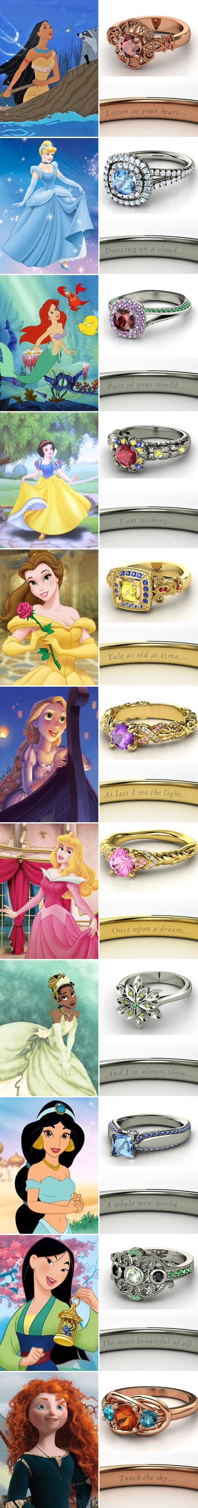 Disney princess wedding rings and more ideas for diehard #DisneyPrincess fans!