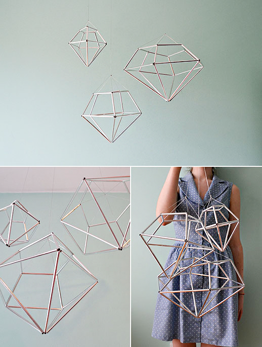 DIY hanging diamond decor by contributor Kathleen
