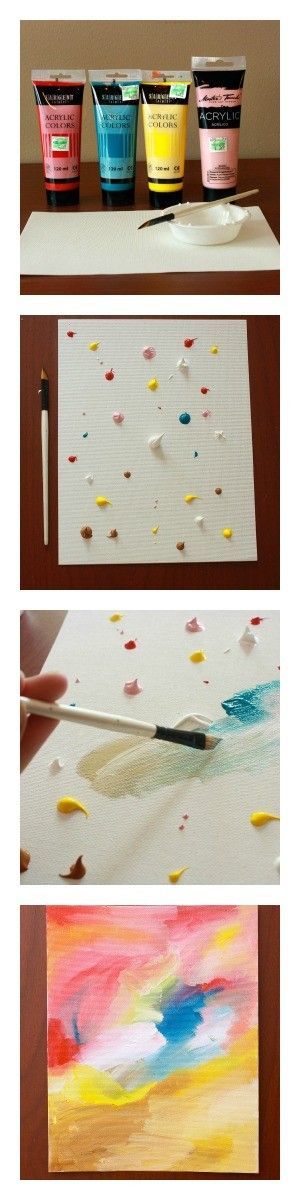 Easy abstract painting that anyone can do! Just blob the paint on the canvas in