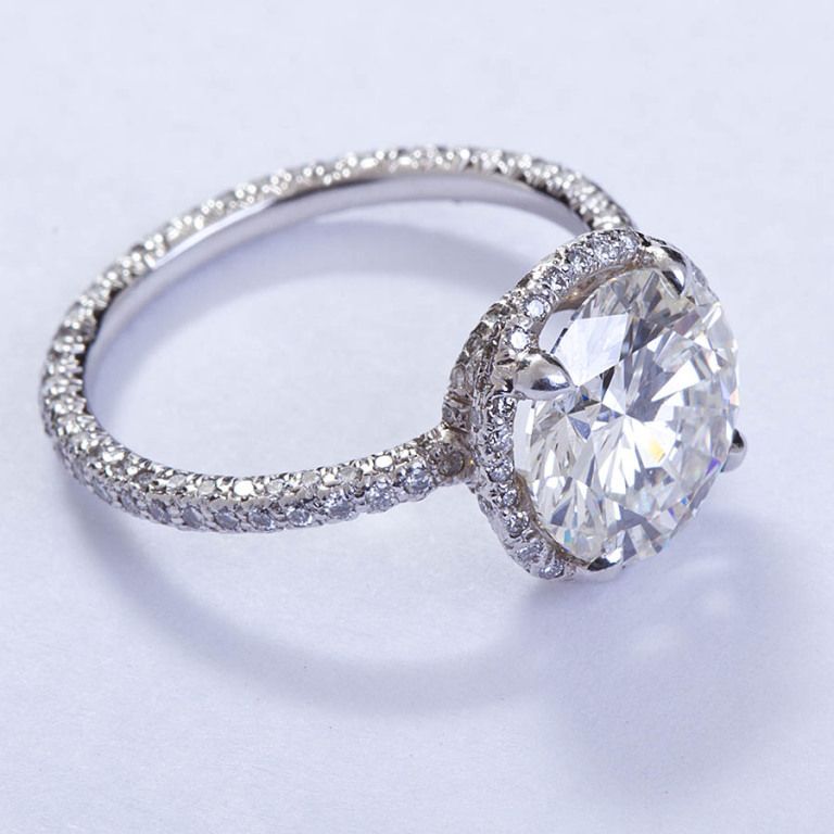 FRED LEIGHTON Micro Pave 3 carat Diamond Solitare | Absolutely love this ring.