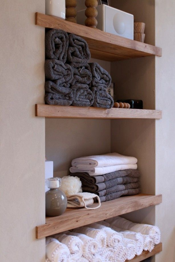 Gorgeous shelves for bathroom, id love this in our guest bathroom