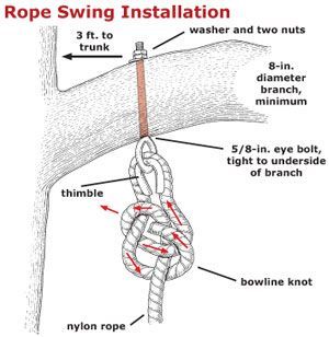 hanging a swing from a tree without hurting the tree– use stainless steel bolts