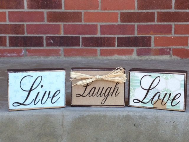 Live Laugh Love individual wood block set home decor wedding gift primitive deco
