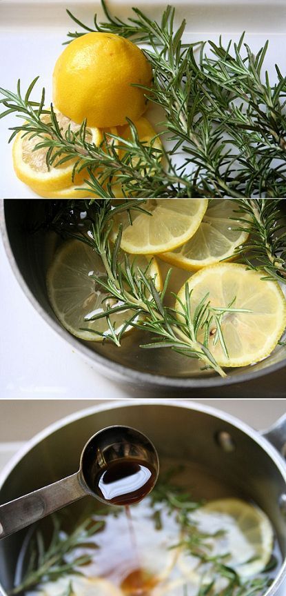 Make your home smell like the holidays by simmering vanilla, lemon, and rosemary