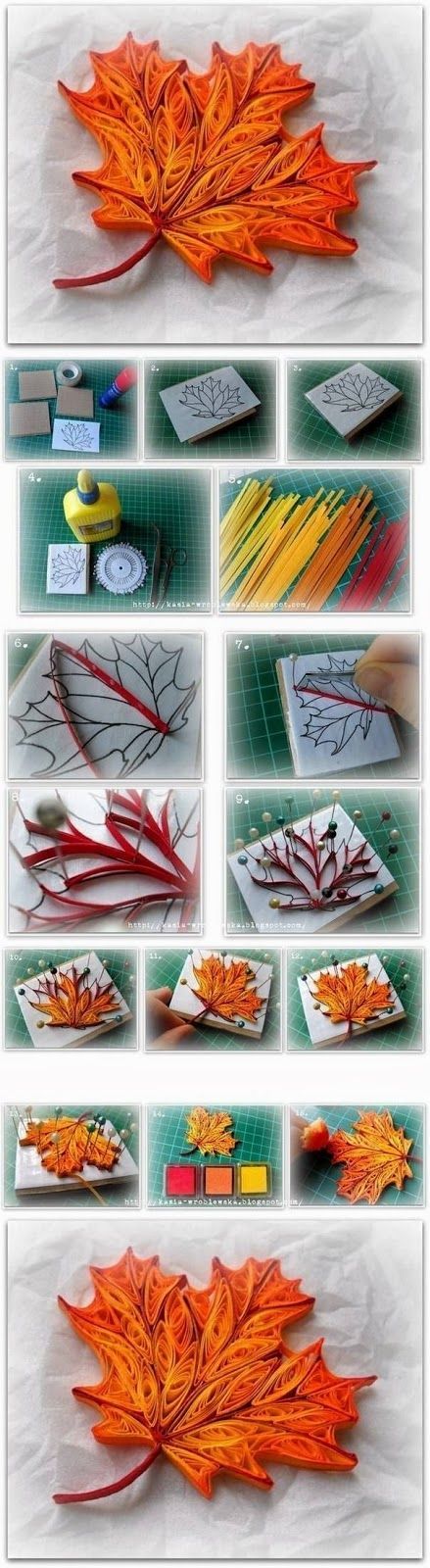 quilling a maple leaf. This makes me want to try quilling more than anything els
