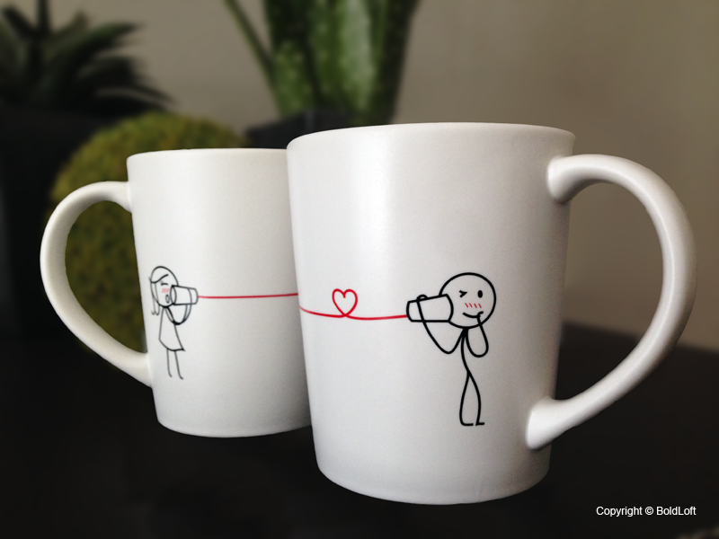 Say I love you with this cute coffee mug set, and hear her say “I love you too!”