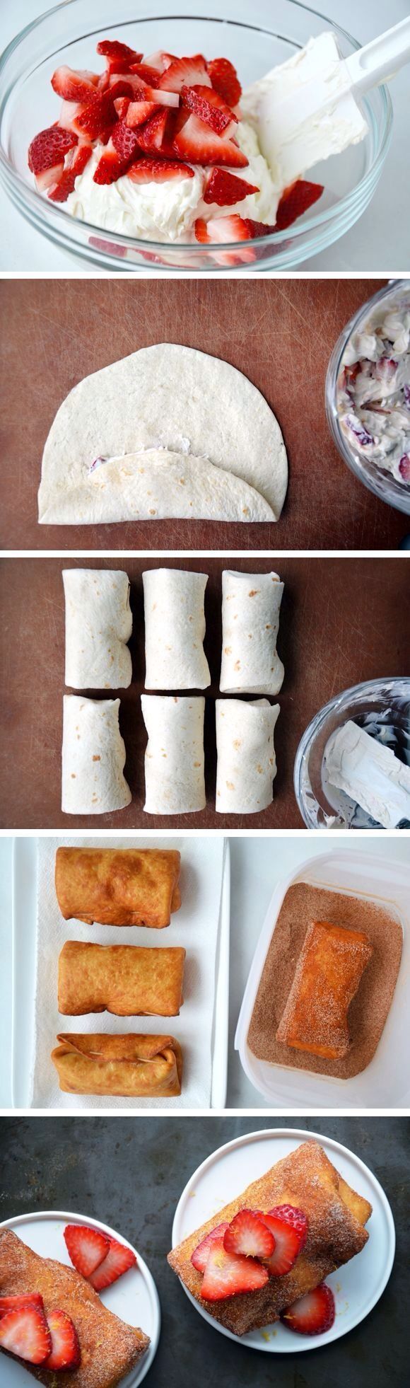 strawberry cheesecake chimichangas dessert. well yes, I will be making these tom
