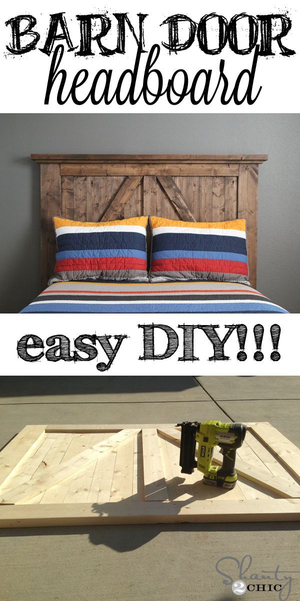 Super EASY Barn Door Style Headboard! Click for simple instructions. I love this