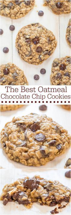 The Best Oatmeal Chocolate Chip Cookies – Soft, chewy loaded with chocolate, and