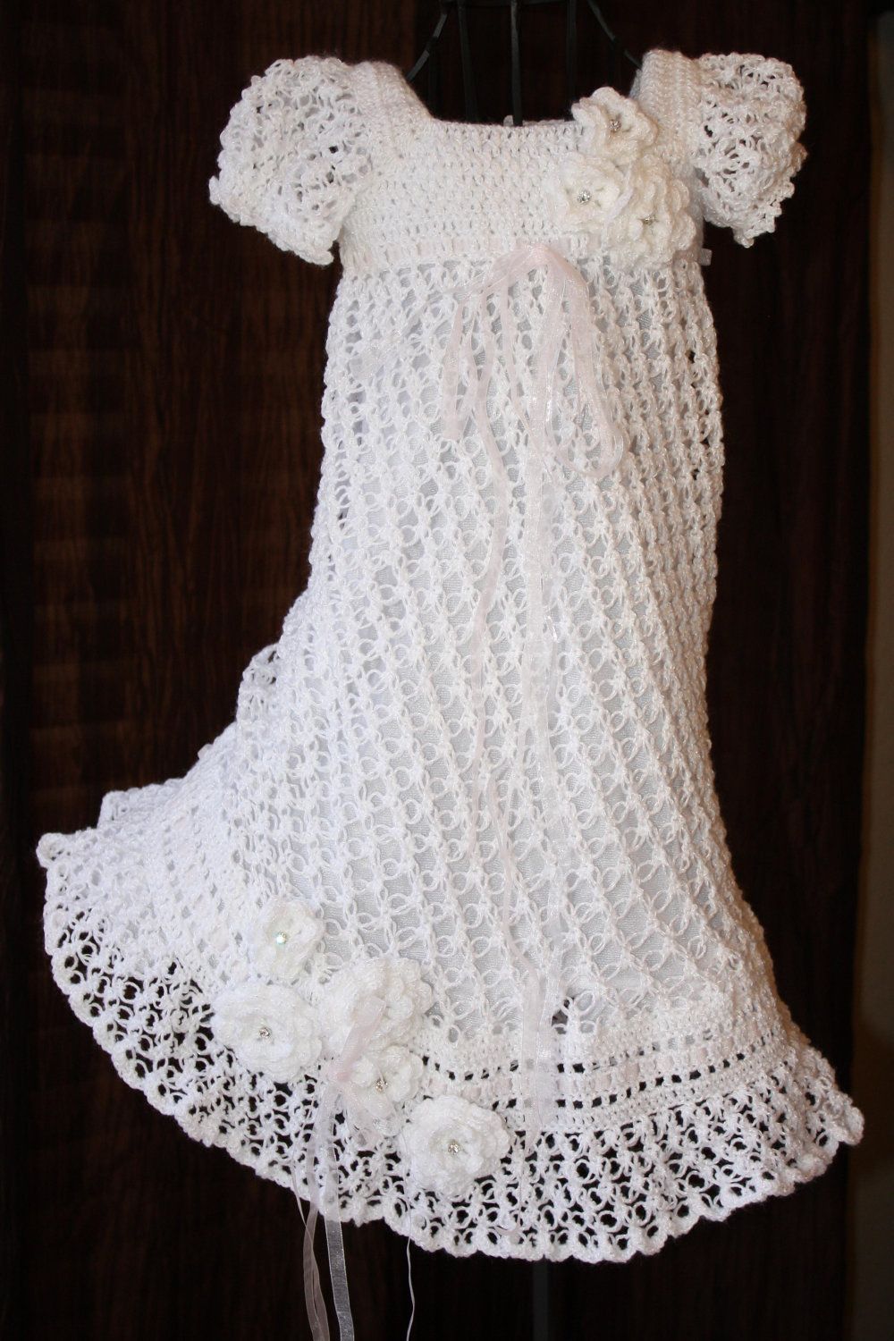 The Ella – Crochet Baby Dress, Christening Gown, Blessing Dress, Baptism Dress,