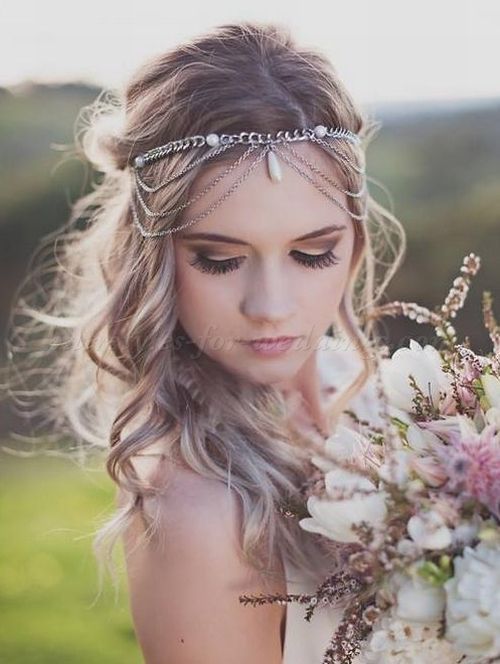 wedding headbands – boho wedding hairstyle with forehead band
