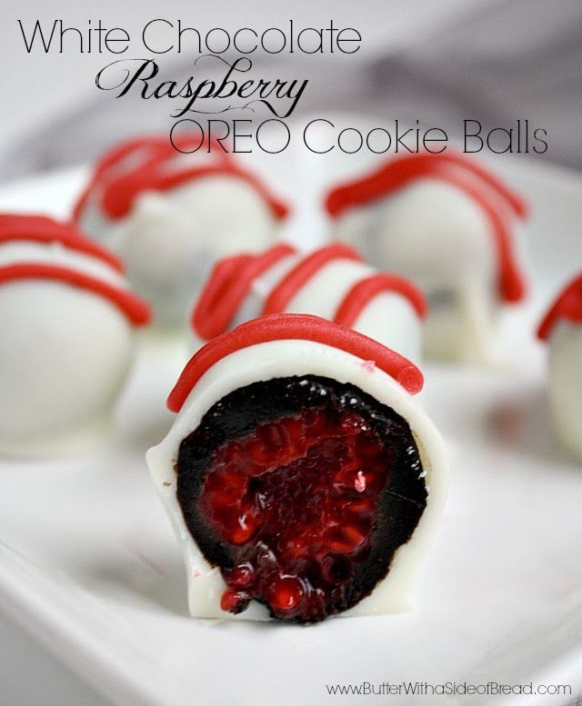 White Chocolate Raspberry OREO Cookie Balls – Butter With a Side of Bread #recip