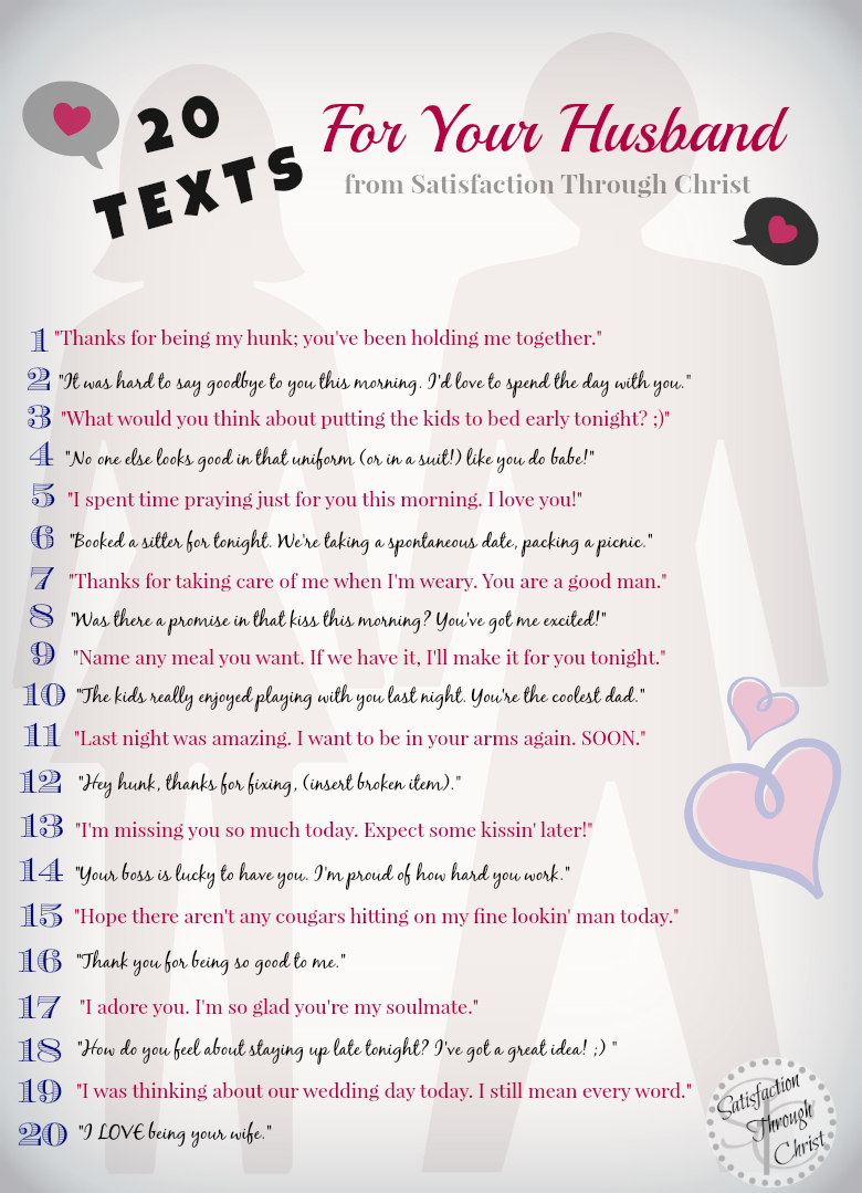 20 text message ideas you can send to your husband to tease, flirt, thank, adore