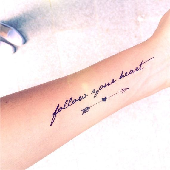 2pcs Follow your heart quote and arrow tattoo InknArt door InknArt, $5.99