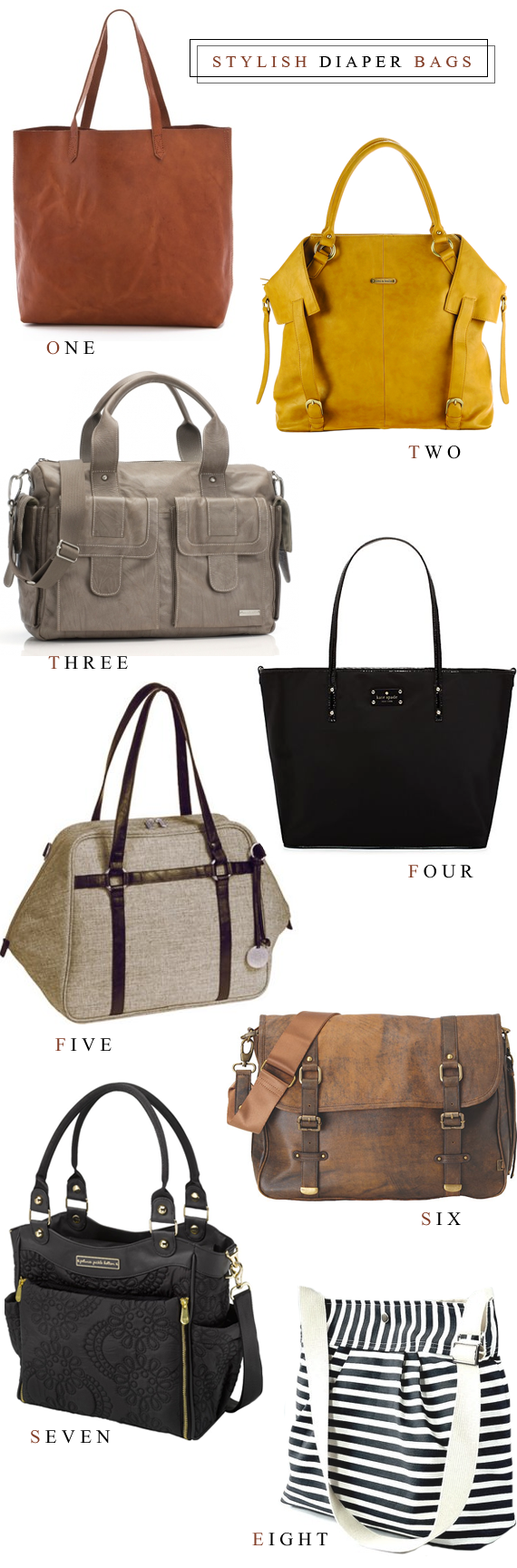 8 Stylish Diaper Bags (that work as handbags too) // Bubby and Bean