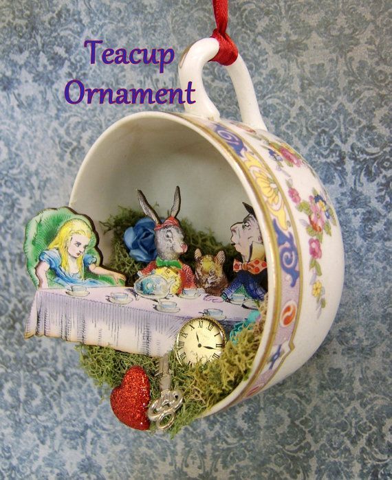 Alice Teacup Christmas Ornament by thefaerywatcher on Etsy, $25.00