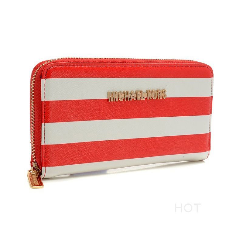 Believe Jet Set Striped Zip Small Red white Wallets,