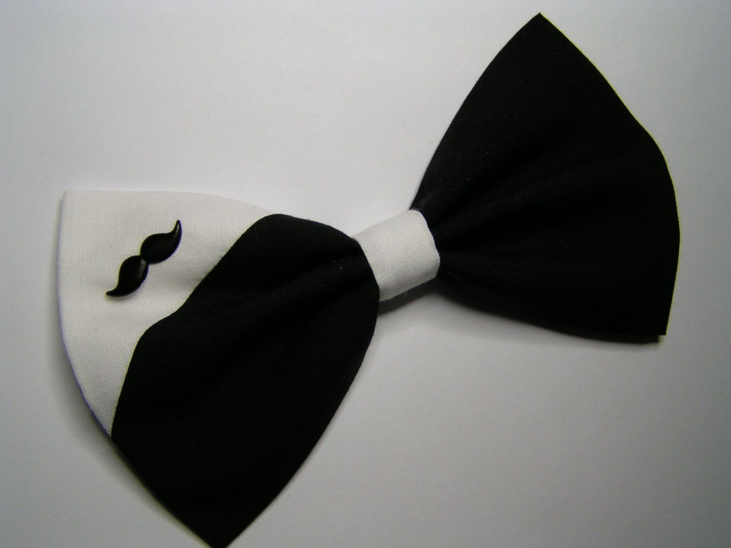 Black and White Mustache Hair Bow,