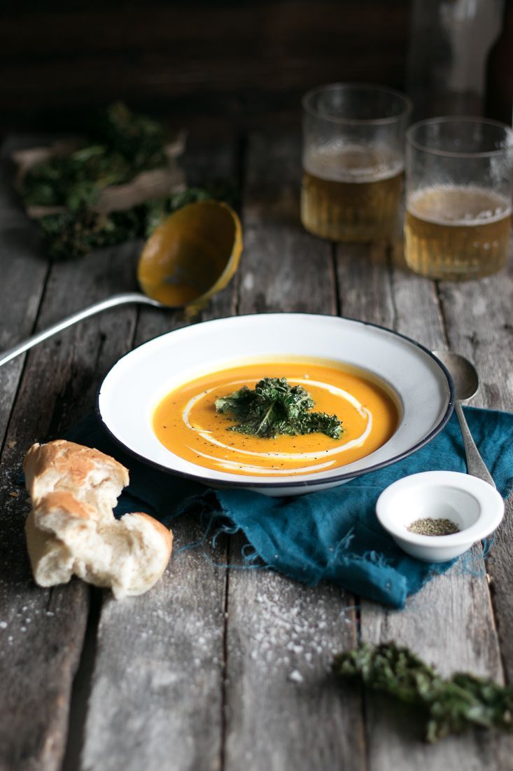 Butternut and Apple Soup With Salt and Vinegar Kale Chips | The Luminous Kitchen
