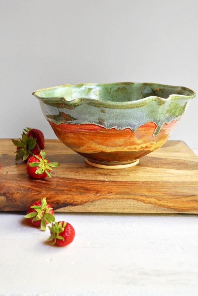 Ceramic Flower Bowl in Autumn Song from Lee Wolfe Pottery- back in stock