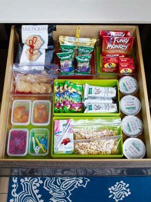 How to make a snack drawer work: Kids can eat anything out of the green bin, the