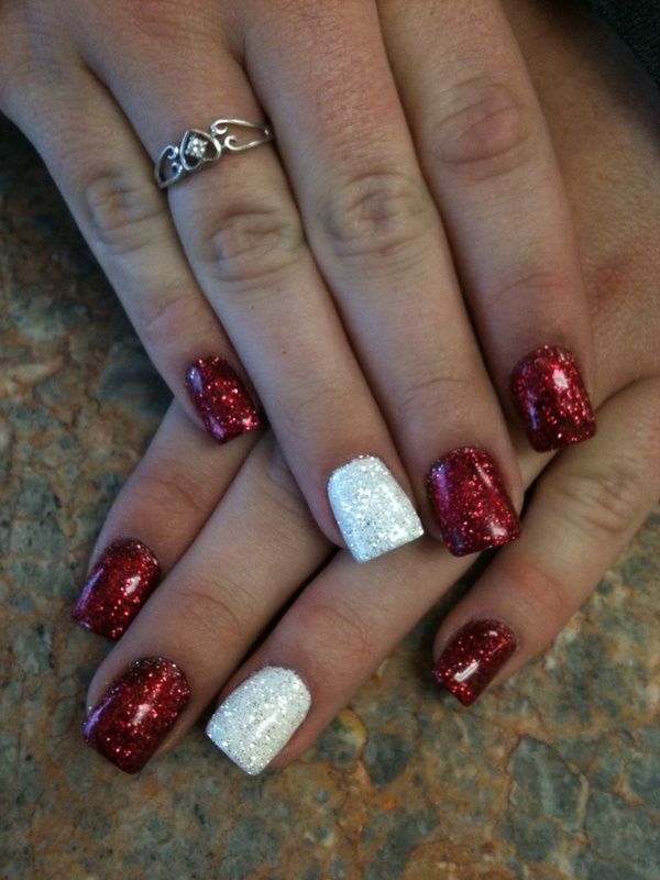 I really like the white sparkly finger. Only if all the nails were white..