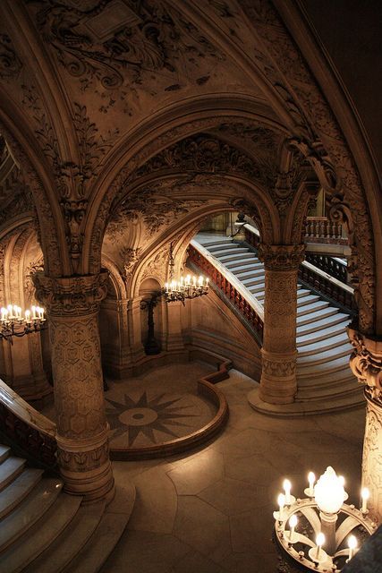 Inside Opera Garnier, Paris. Great compass rose inlay!