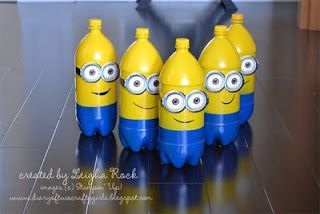 Minion Bowling easy DIY project made with recycled soda bottles
