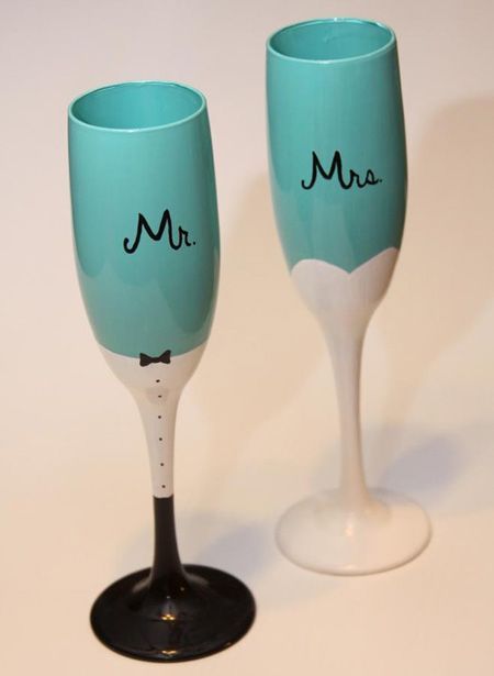 Mr. and Mrs. turquoise wedding cham