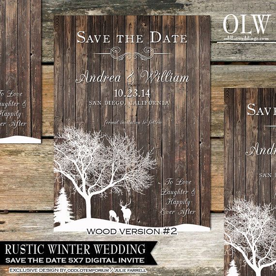 Rustic Winter Wedding Invitations Country Winter by OddLotEmporium