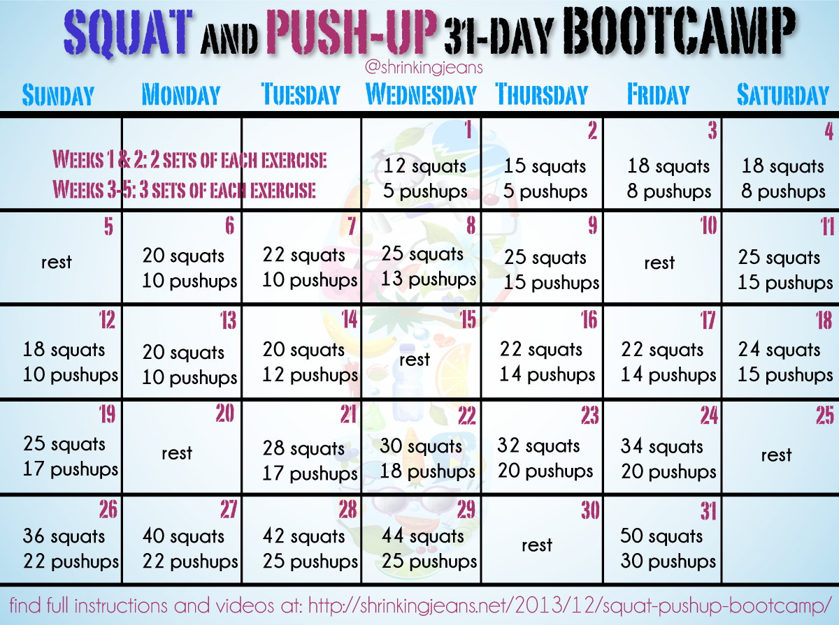 Squat and Push-Up 31-Day Bootcamp {