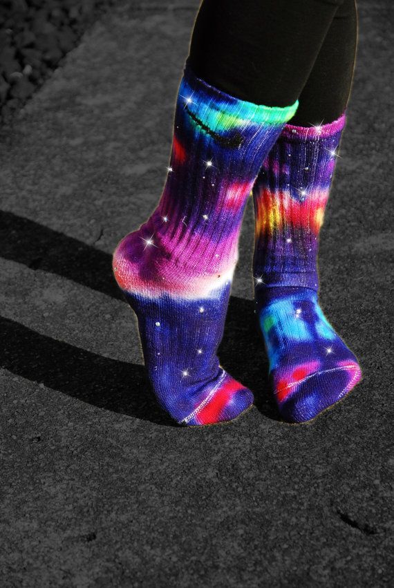 Star Bursts Galaxy Tie Dye Nike Socks by DardezLiberalFashion