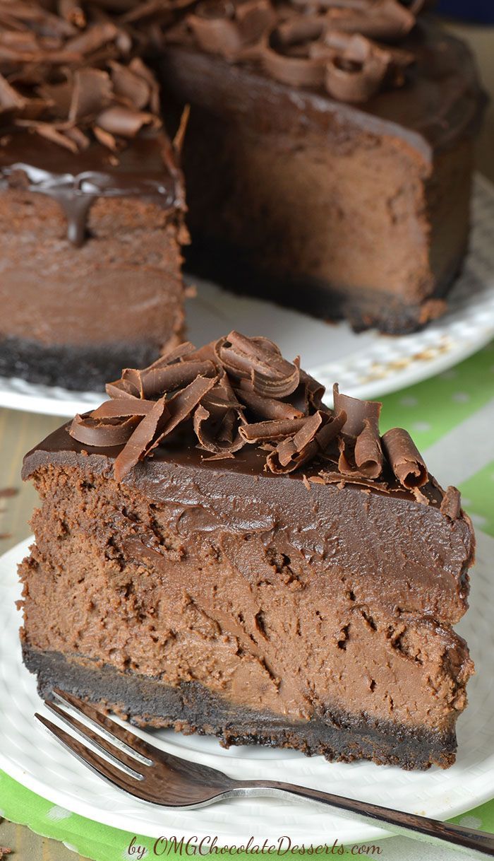 Triple Chocolate Cheesecake with Oreo Crust. The ultimate chocolate lovers dream