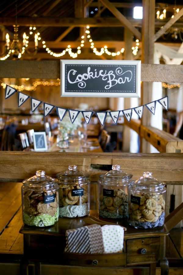 We love this idea of a Cookie Bar!!! What a fun wedding dessert or favor!