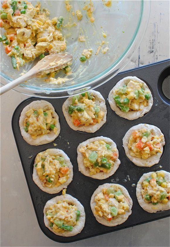 Chicken Pot Pie Cupcakes  Two cans