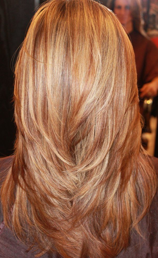 long layers, red, blonde, and golde