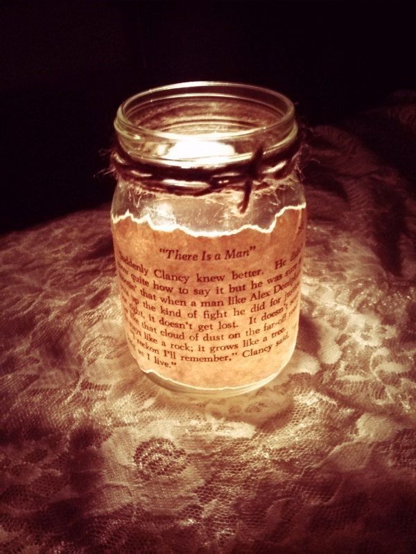 Antique Book Page Mason Jar Candle
