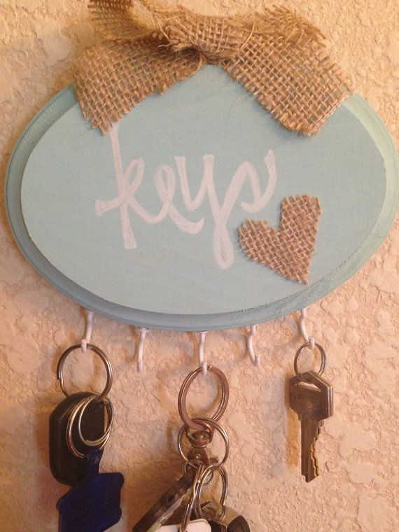 Handmade Key Holder Plaque, Aqua, O