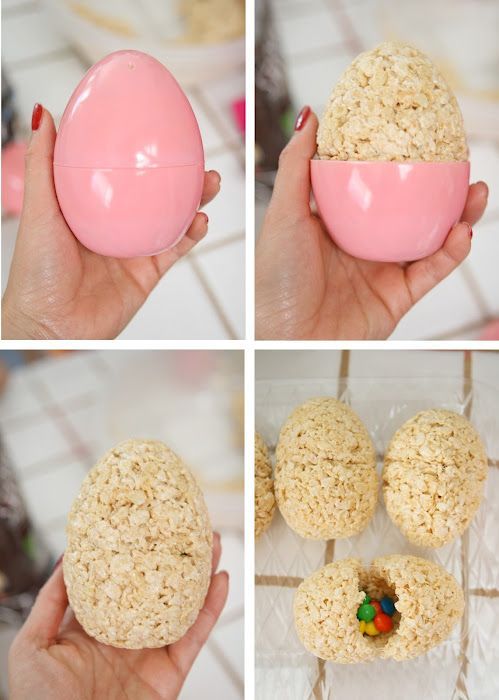 Hollow rice krispie Easter eggs mad