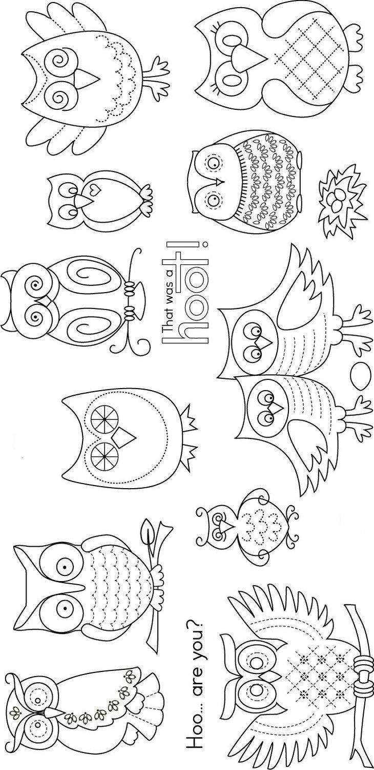Owls – lots of Owl outlines here –