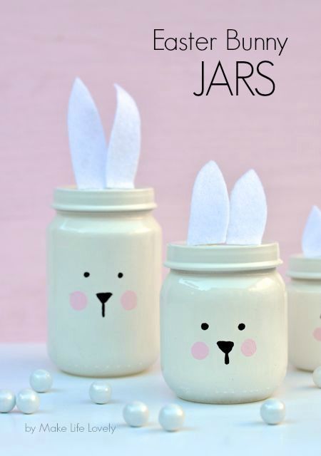 Painted Easter Bunny Jars {