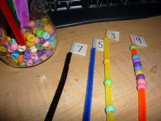 pipe cleaner and beads to practice